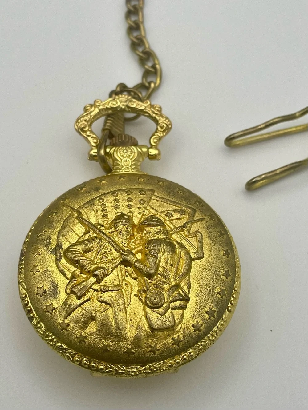 Gold Pocket Watch with 13 inch Chain - American Civil War Sesquicentennial Dial